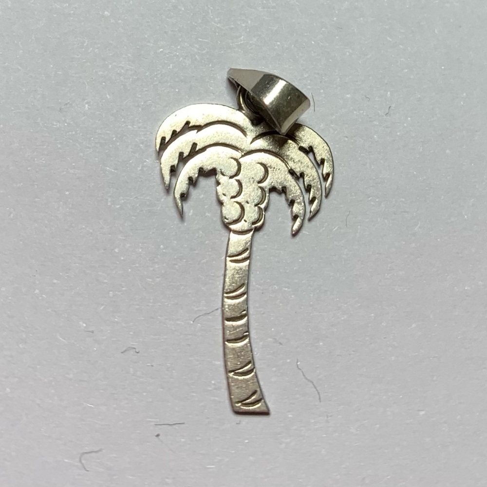 Sterling Silver Palm Tree Charm Pendant Tropical Tree Gift Coconut Leaves